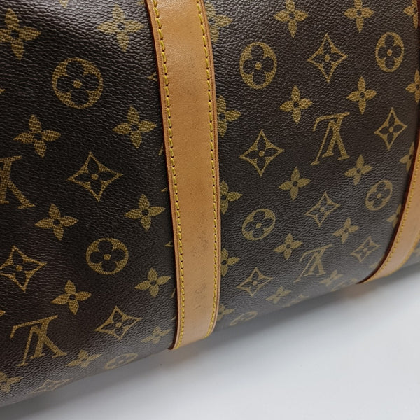 KEEPALL 60 Monogram Coated Canvas Brown