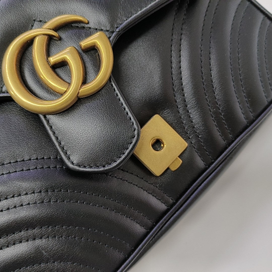 GG Marmont Small Quilted Calfskin Black