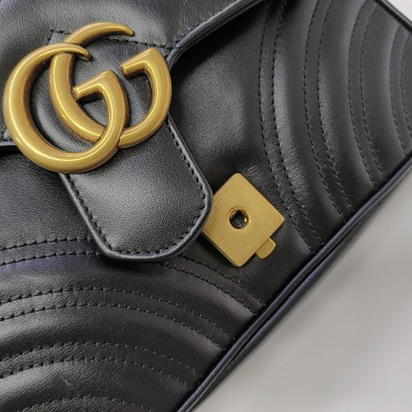 GG Marmont Small Quilted Calfskin Black
