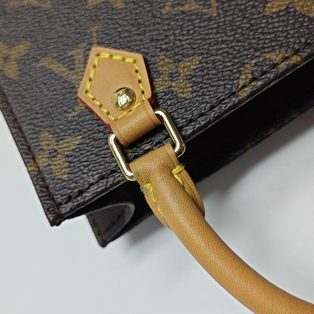 SAC PLAT Mini Monogram Coated Canvas Brown