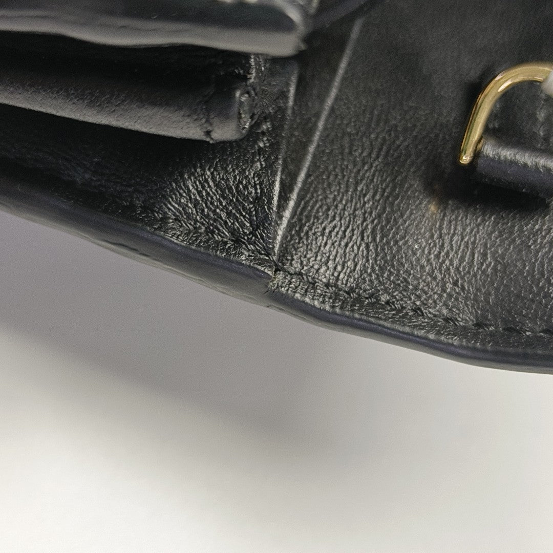 Monogram Lambskin Shoulder Bag Black