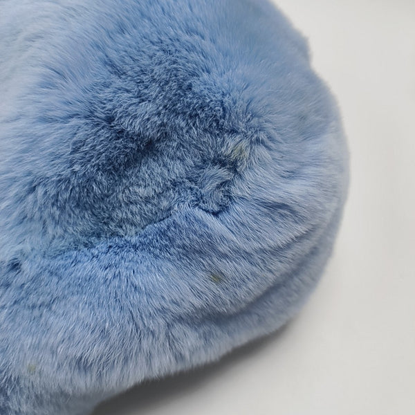Rabbit Fur Top Handle Bag Blue