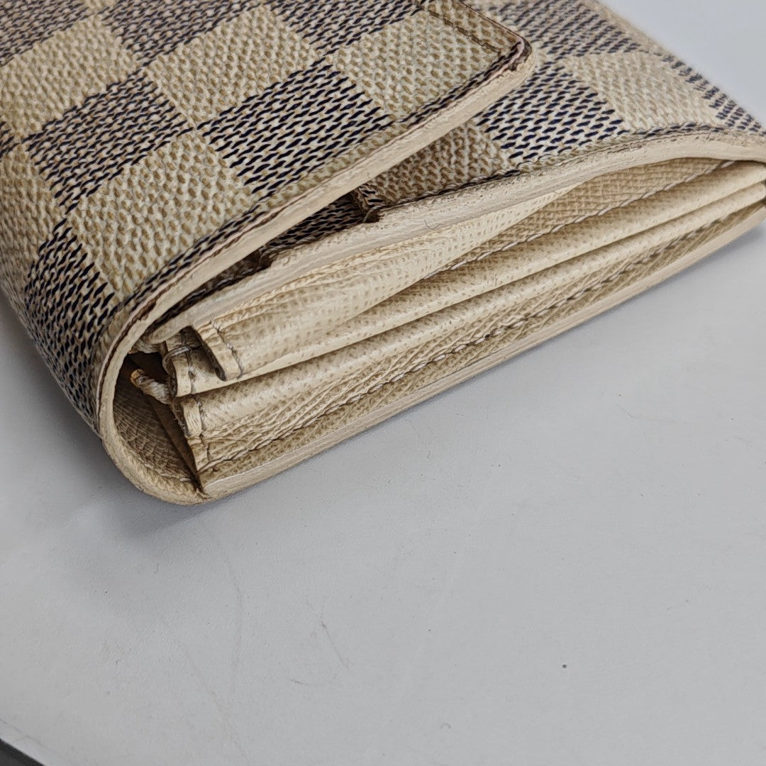 PORTE MONNAIE Damier Azur Coated Canvas White