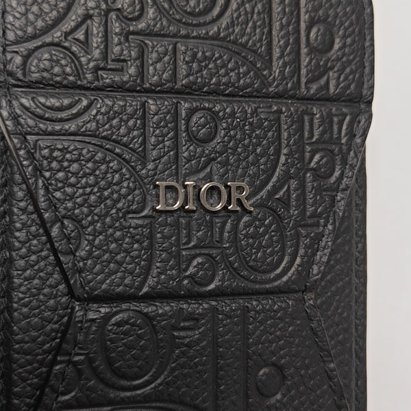 Oblique Calfskin Card Holder Black