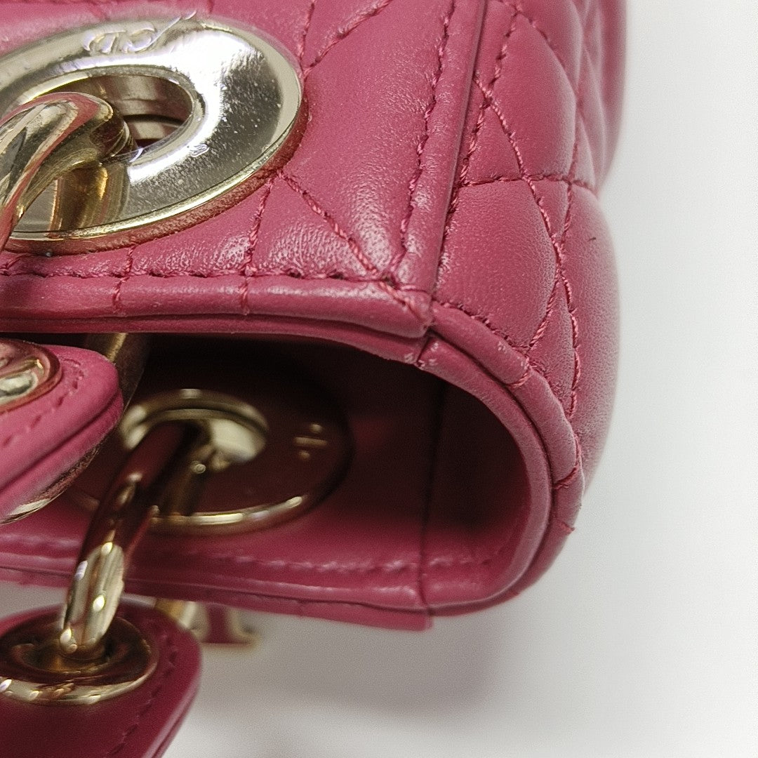 Lady Dior Mini Cannage Lambskin Red