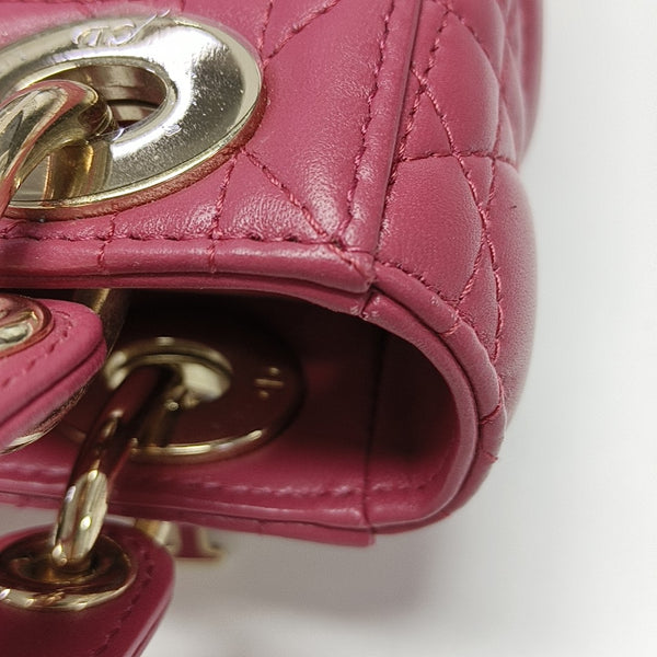 Lady Dior Mini Cannage Lambskin Red