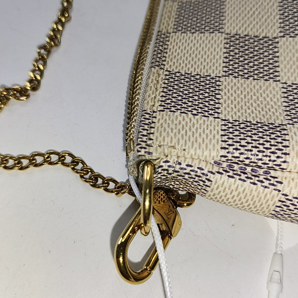 Authenticated pre-owned  ACCESSOIRES Mini Damier Azur Coated Canvas White - Top Handle Bag at Looply