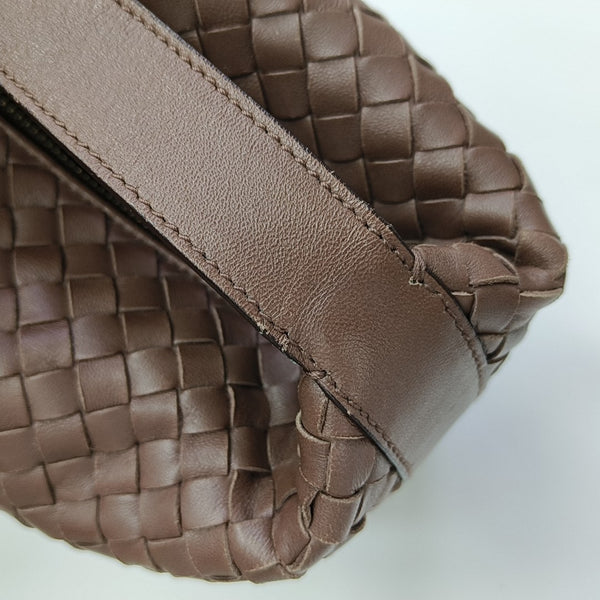 Lambskin Top Handle Bag Brown