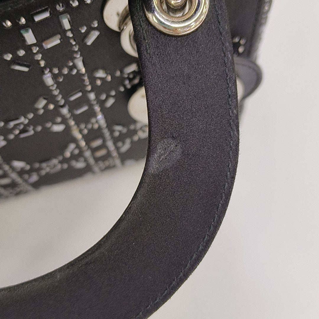 Lady Dior Mini Cannage Silk Satin Black