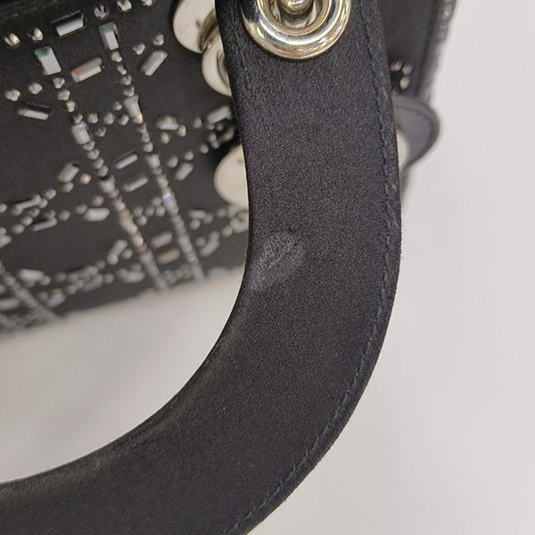 Lady Dior Mini Cannage Silk Satin Black