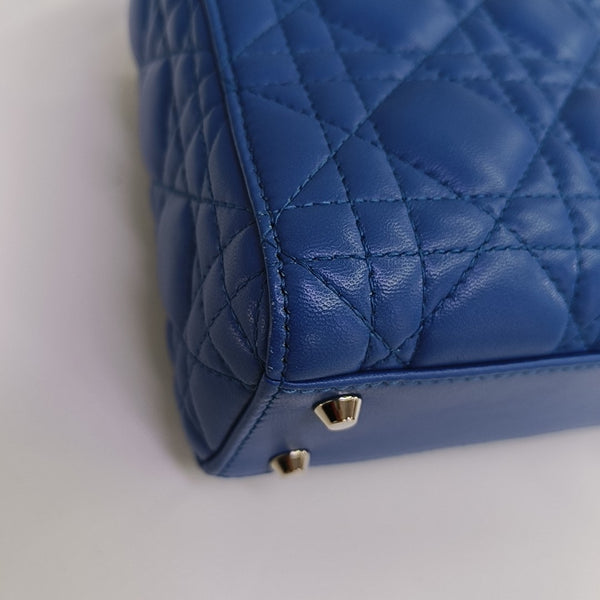 Lady Dior Mini Cannage Lambskin Blue