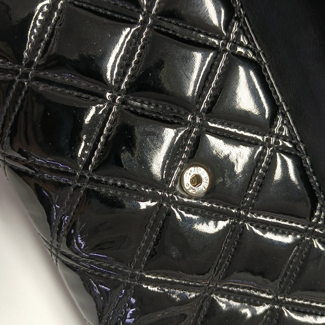 Quilted Patent Leather Wallet Black
