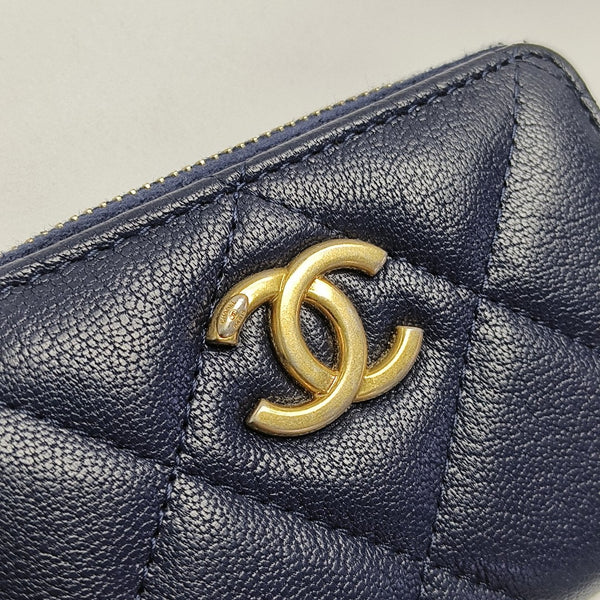 Quilted Lambskin Wallet Blue