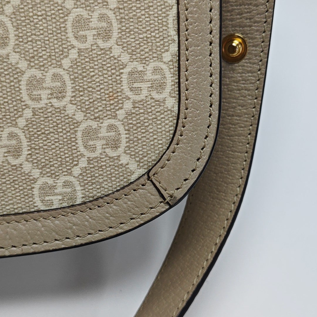 Horsebit 1955 Small Monogram Coated Canvas Beige