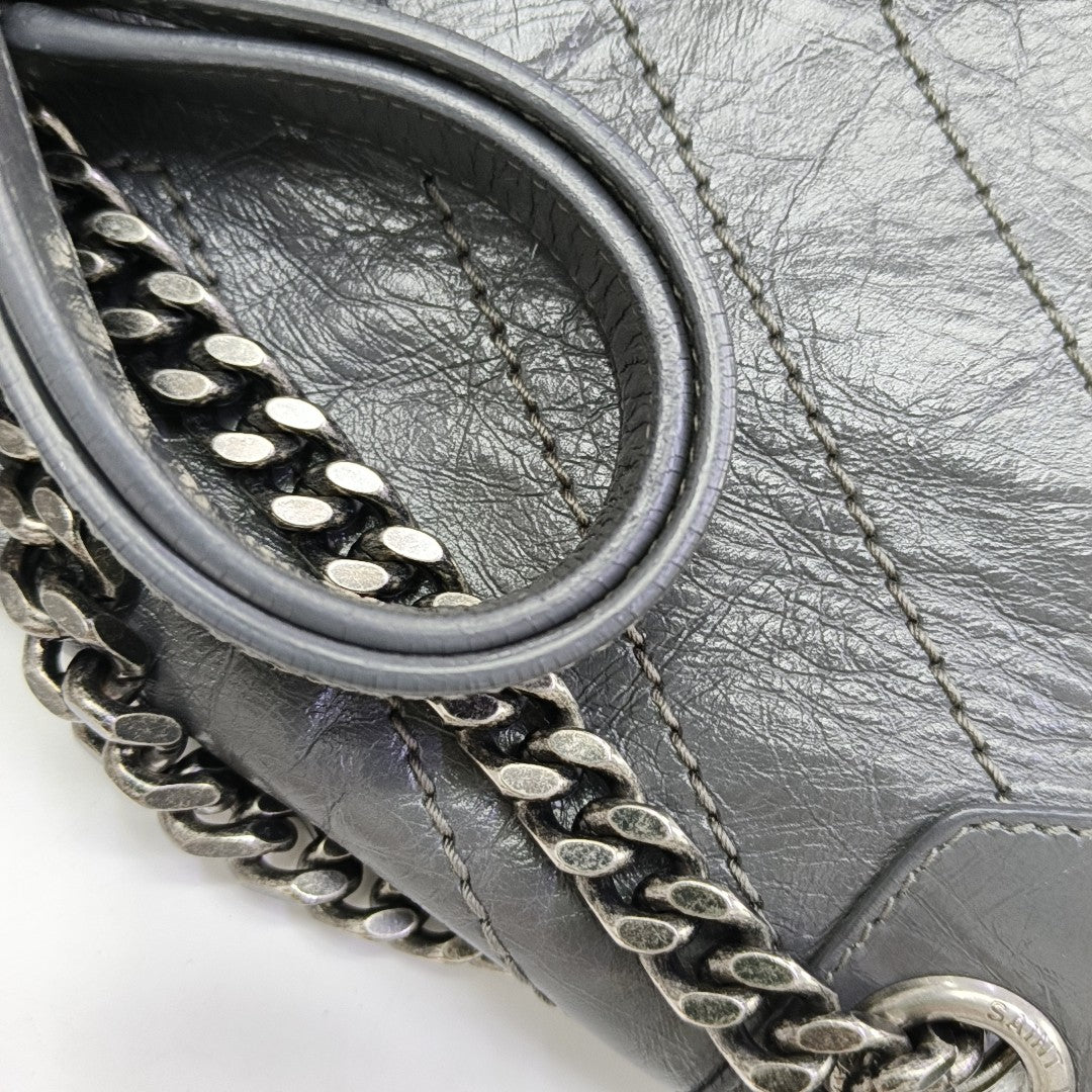 NIKI Medium Chevron Calfskin Gray