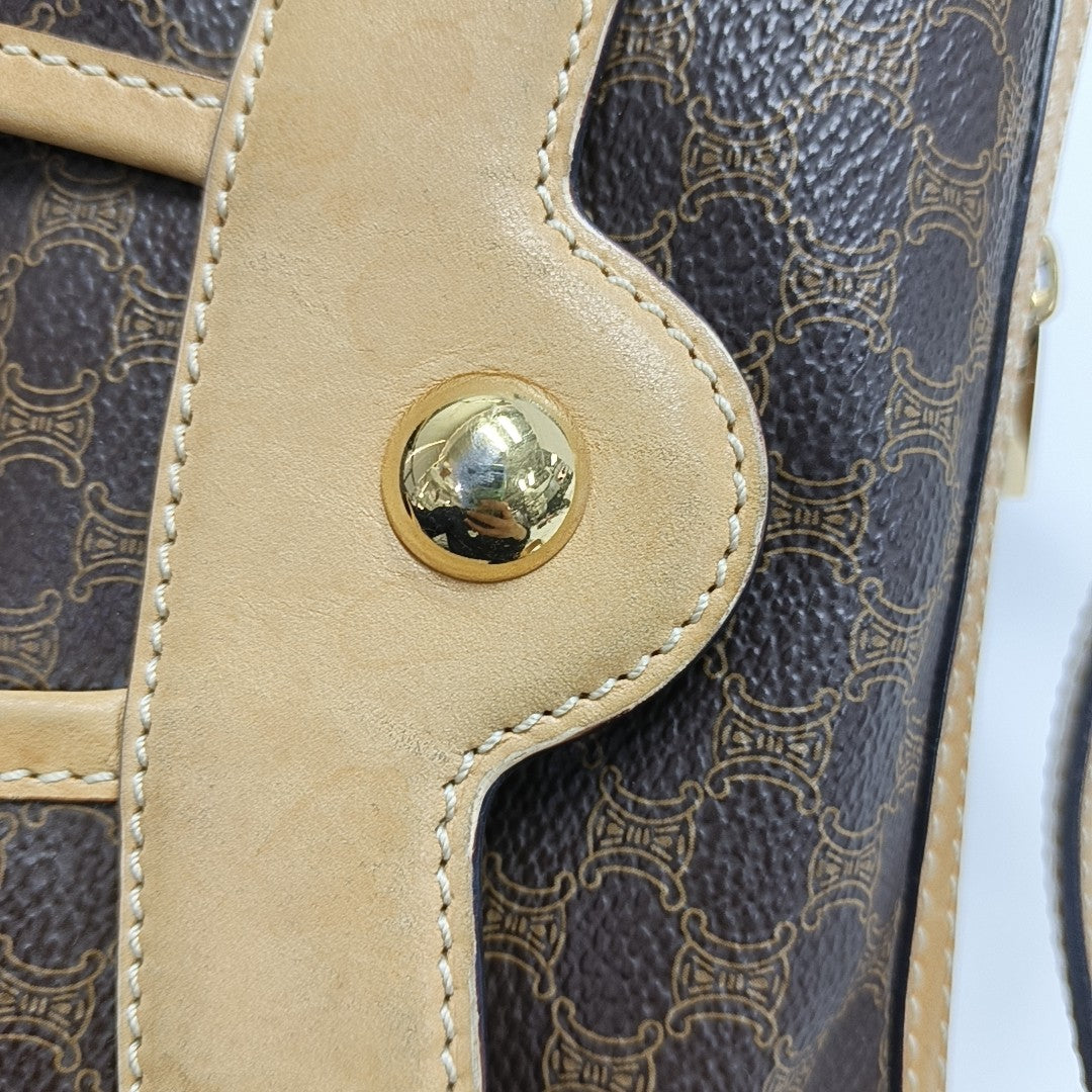 Coated Canvas Shoulder Bag Brown