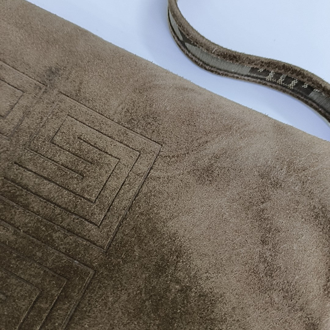 Suede Top Handle Bag Brown