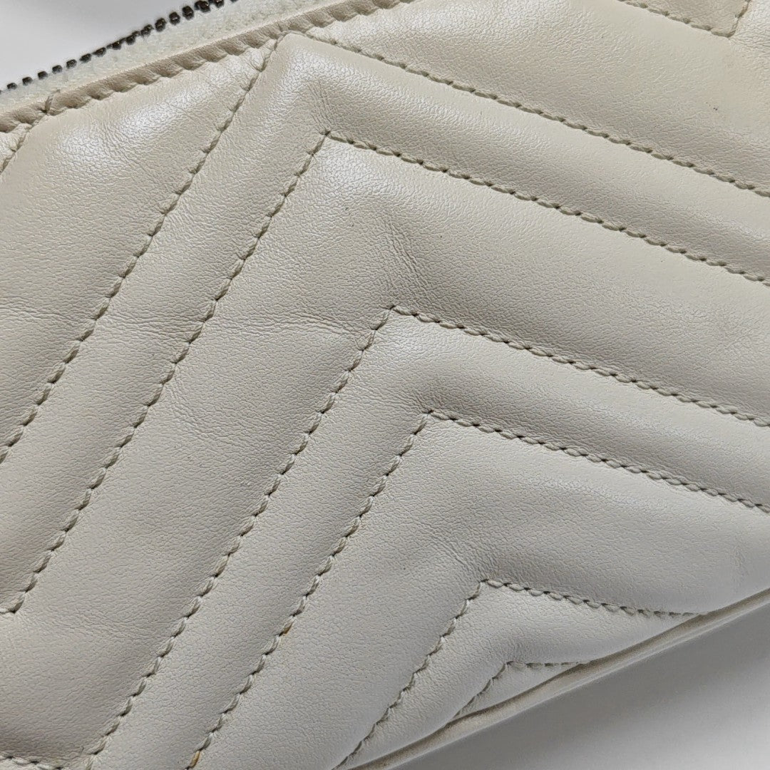 GG Marmont Small Quilted Calfskin White