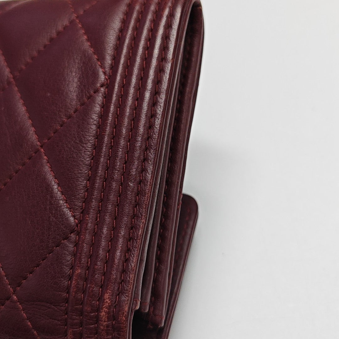 BOY CHANEL Mini Quilted Calfskin Red Wallet