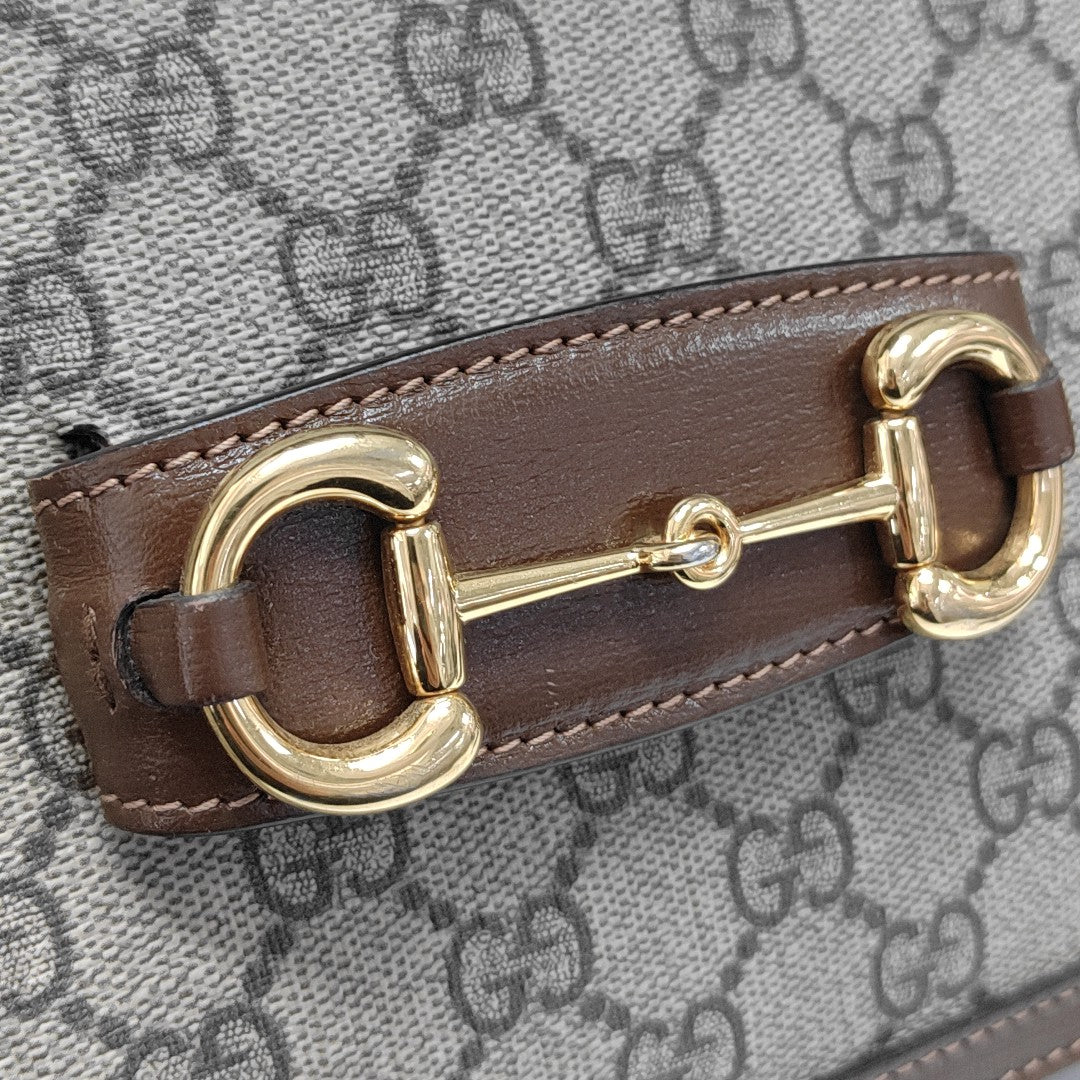 Horsebit 1955 Medium Monogram Coated Canvas Beige
