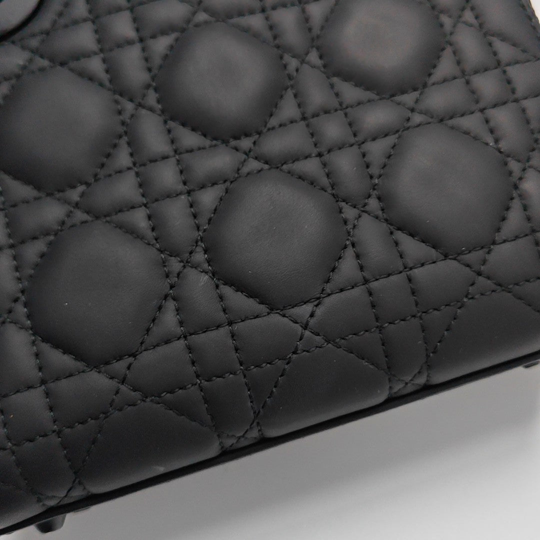 Lady Dior Mini Cannage Calfskin Black