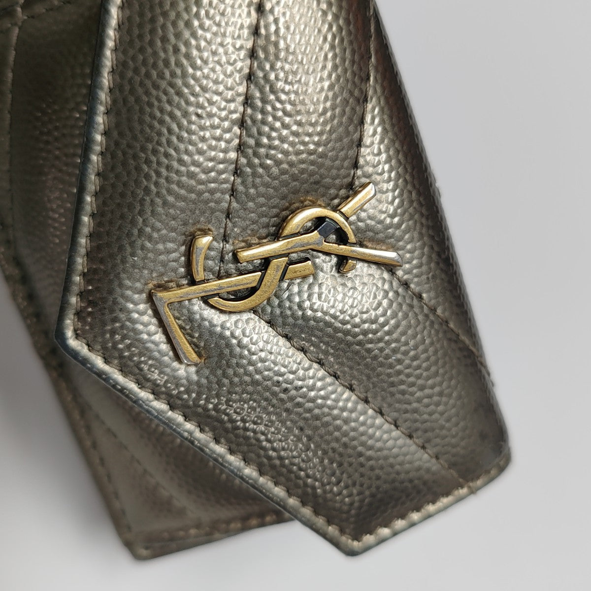 Chevron Calfskin Wallet Gray