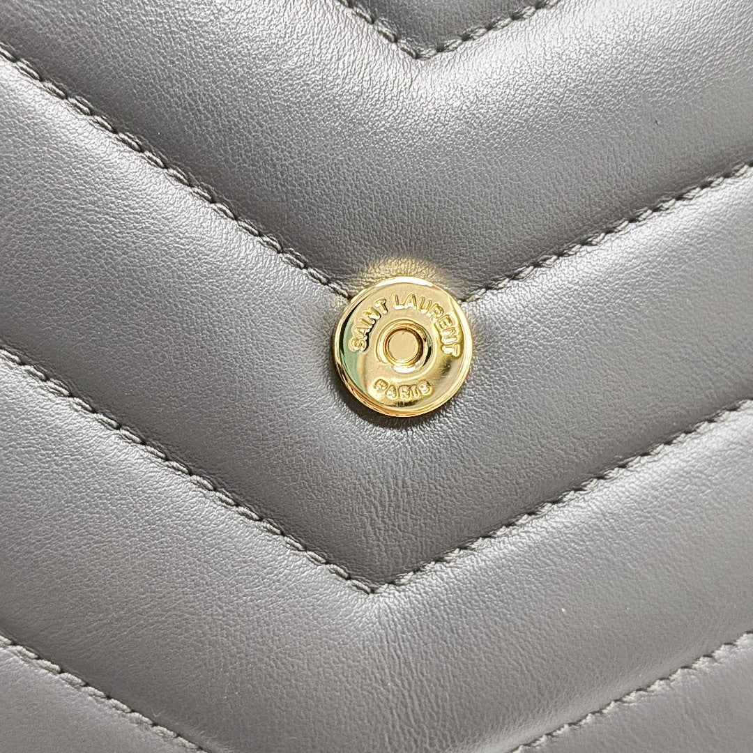 Chevron Calfskin Shoulder Bag Gray
