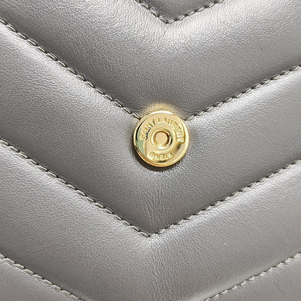 Chevron Calfskin Shoulder Bag Gray