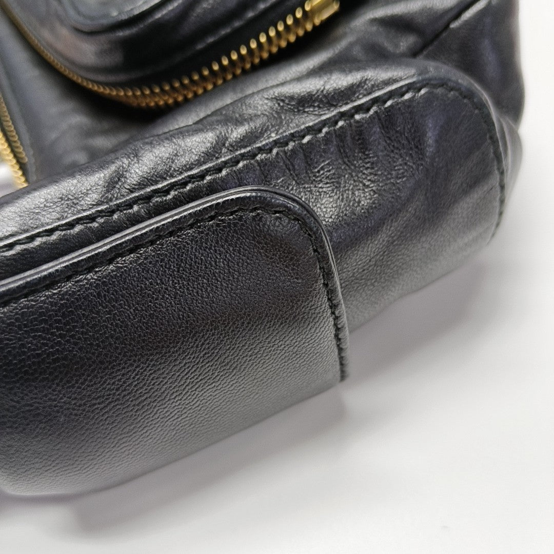 Lambskin Top Handle Bag Black