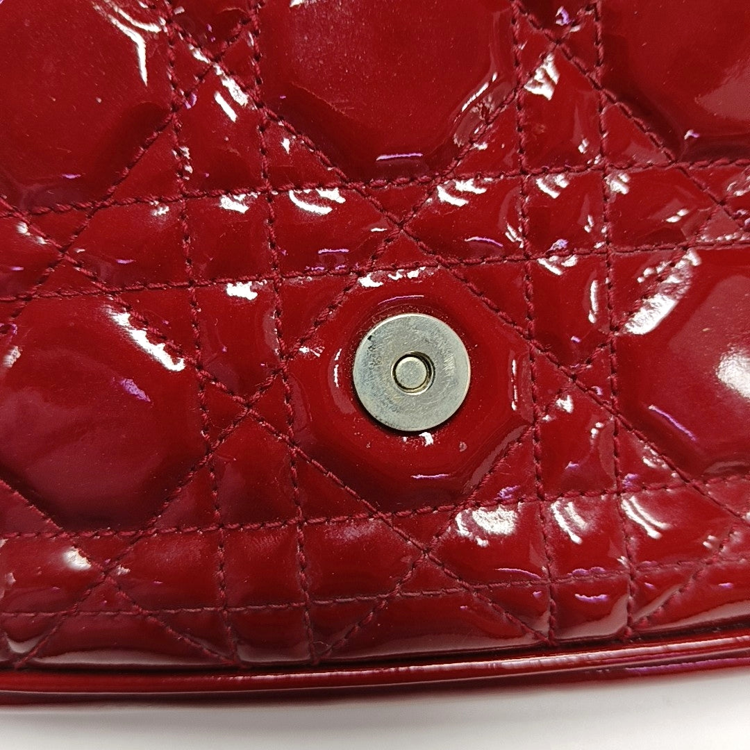 Lady Dior Quilted Patent Leather Red