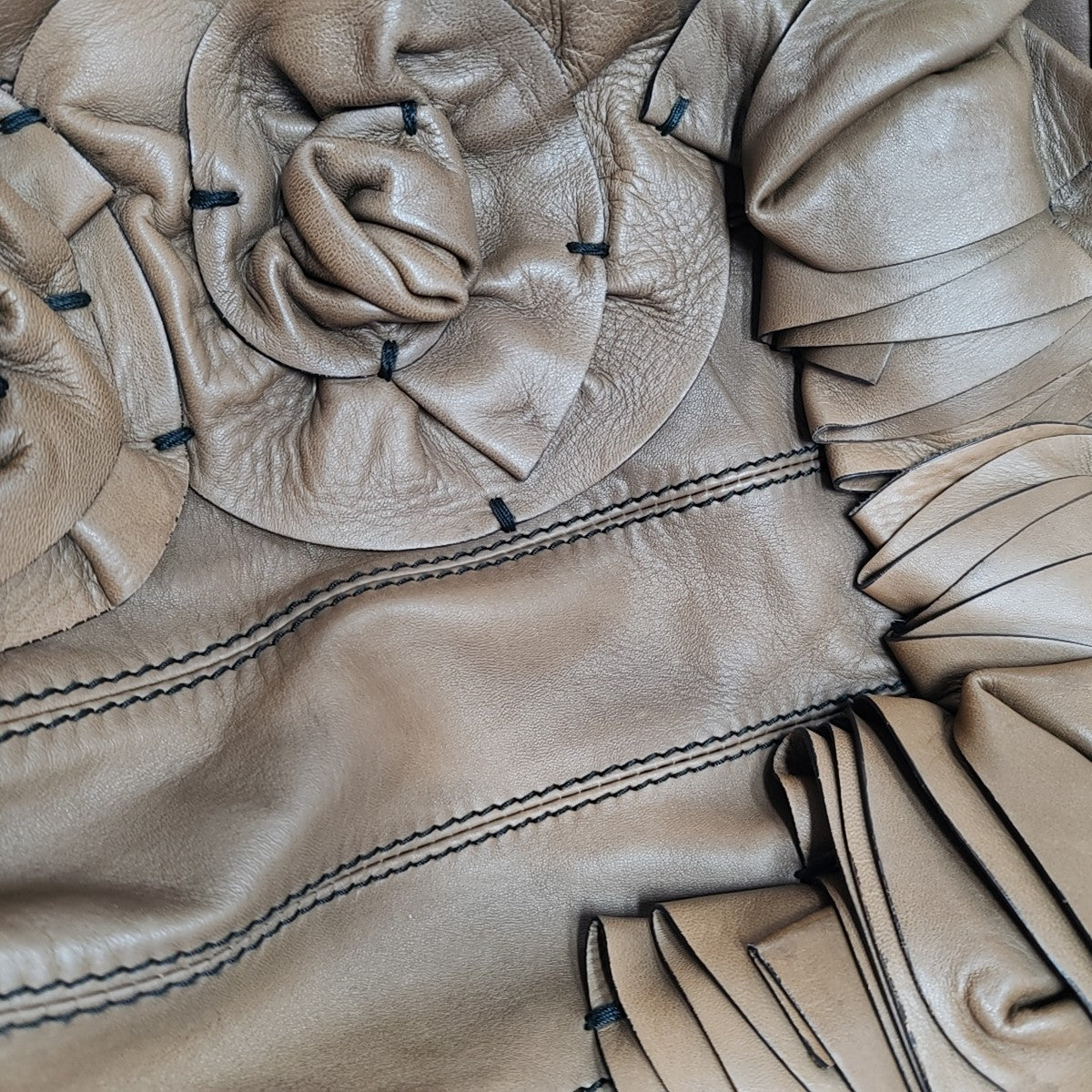 Lambskin Top Handle Bag Brown