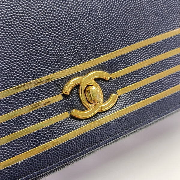 Grained Calfskin Shoulder Bag Blue
