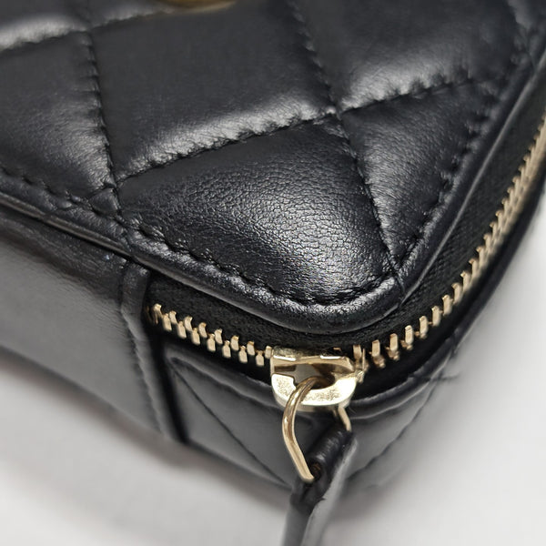 Quilted Lambskin Shoulder Bag Mini Black