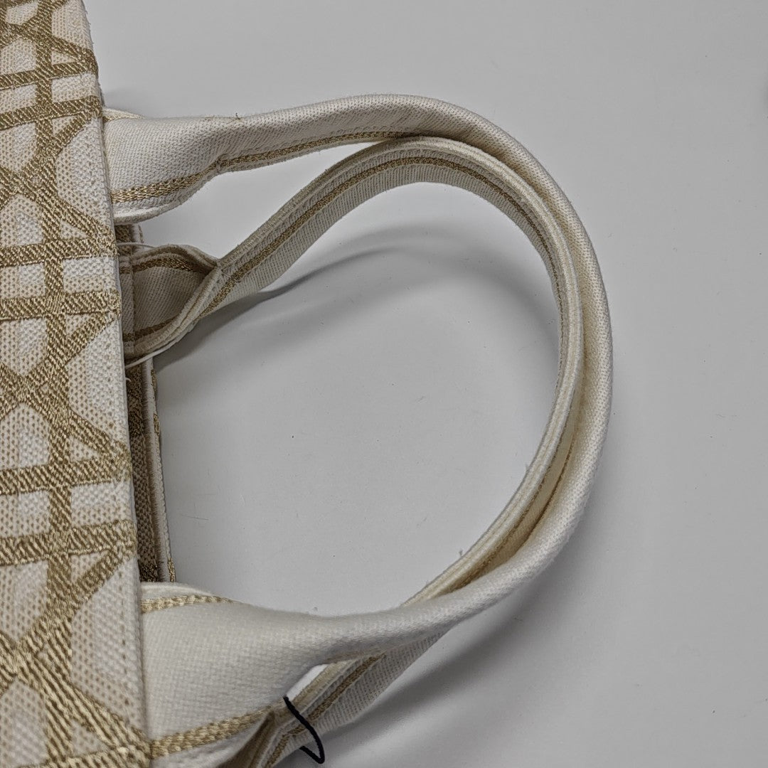 Cannage Canvas Tote Bag White