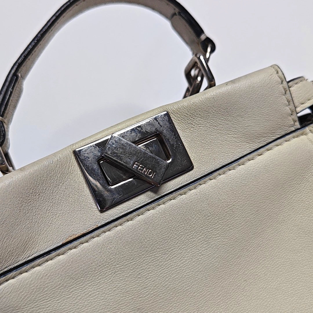 Authenticated pre-owned  Peekaboo Mini Calfskin White - Tote Bag at Looply