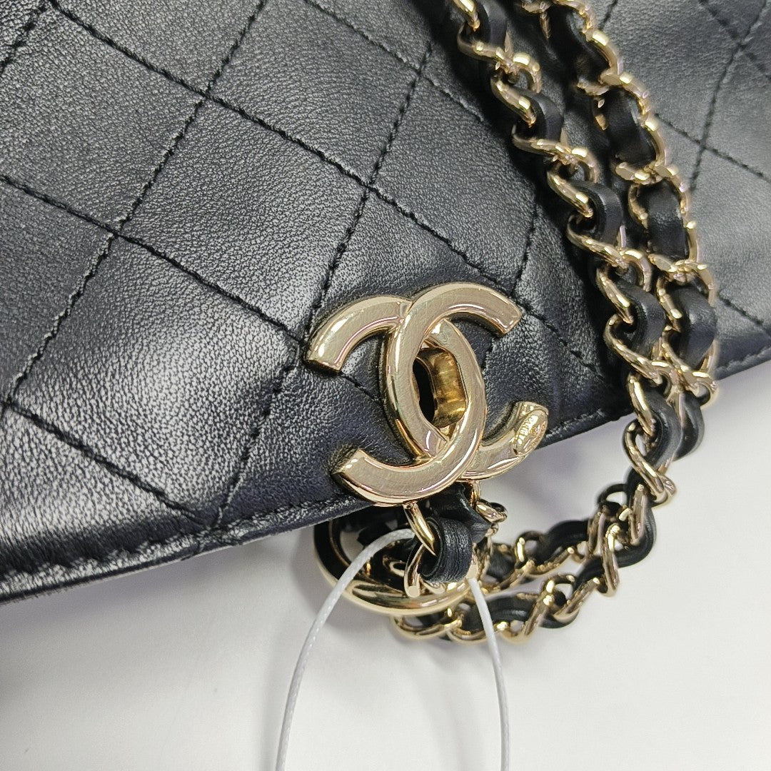 Quilted Calfskin Bucket Bag Black