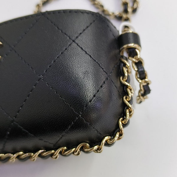 Quilted Lambskin Shoulder Bag Black