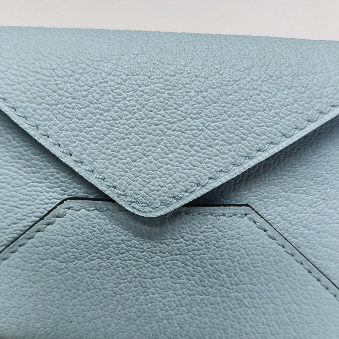 Envelope Chèvre Mysore Blue Card Holder