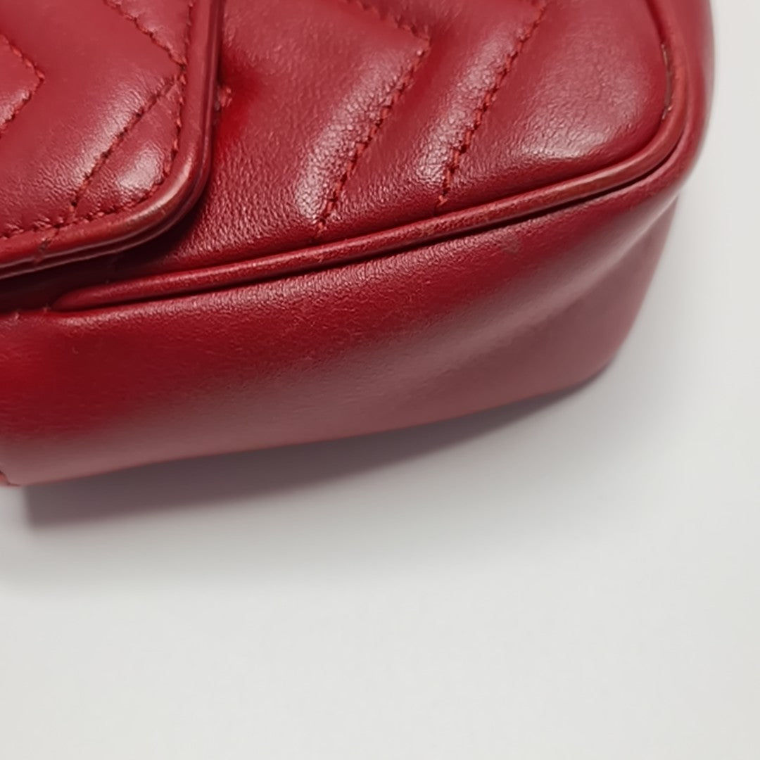 GG Marmont Mini Quilted Calfskin Red