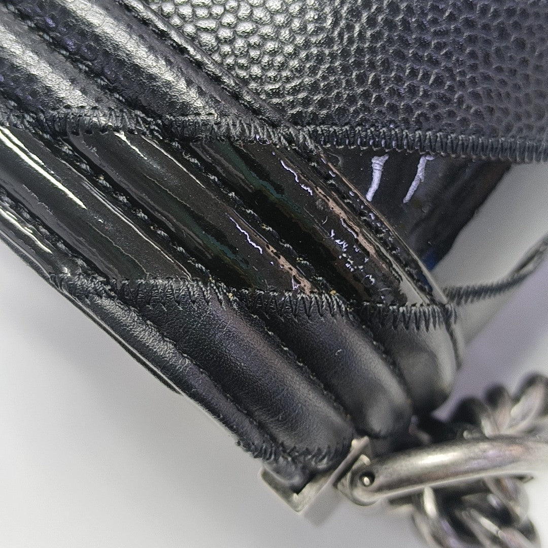 BOY CHANEL Small Quilted Grained Calfskin Black