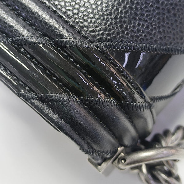 BOY CHANEL Small Quilted Grained Calfskin Black