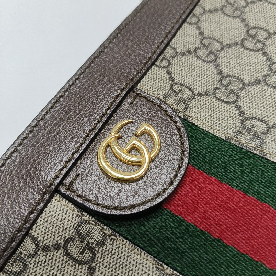 Ophidia Small Monogram Coated Canvas Beige