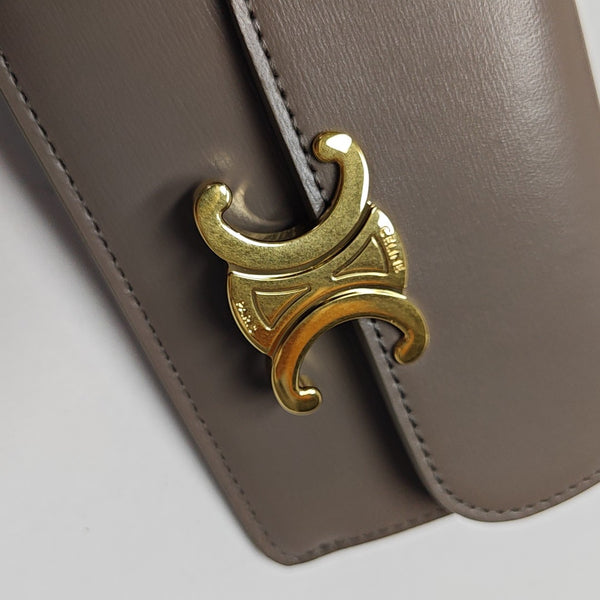 TRIOMPHE Mini Calfskin Gray Card Holder