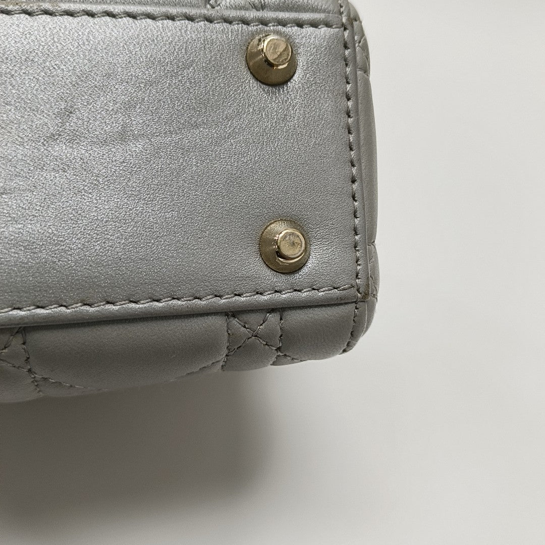 Lady Dior Mini Cannage Lambskin Gray