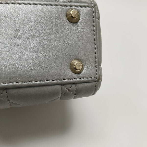 Lady Dior Mini Cannage Lambskin Gray