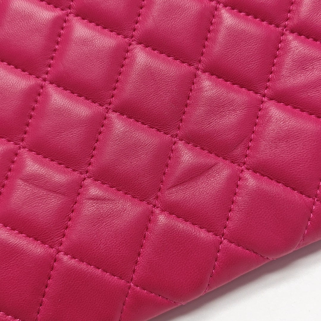 Quilted Lambskin Clutch Large Pink