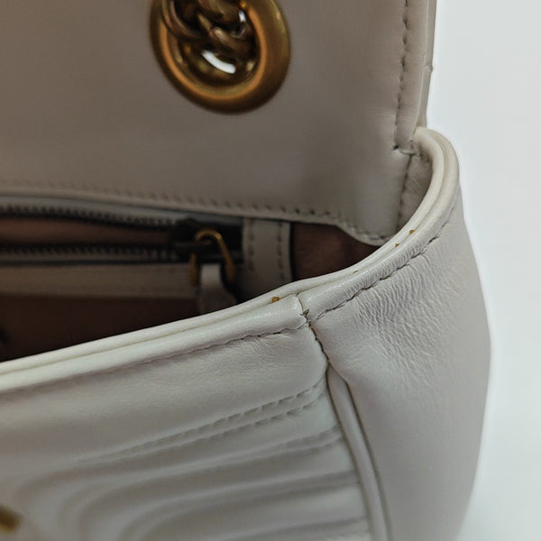 GG Marmont Medium Quilted Calfskin White