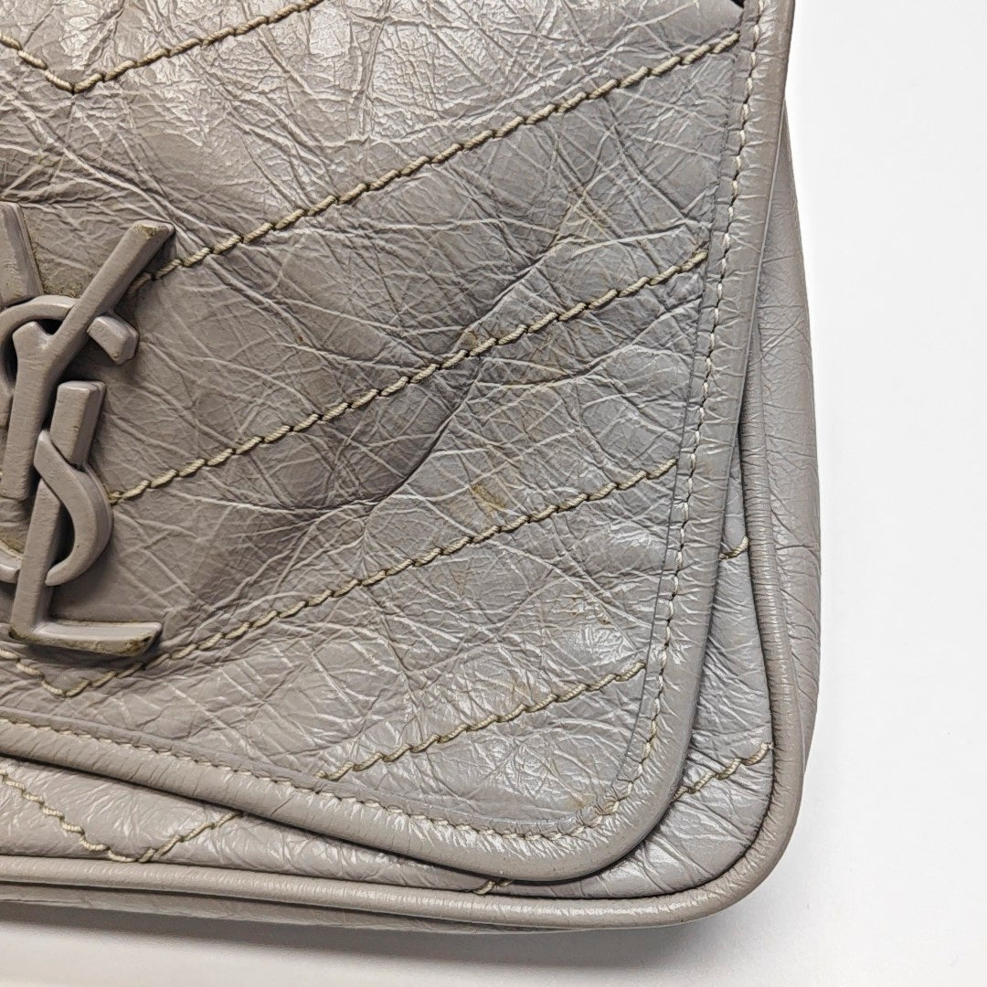 Authenticated pre-owned  NIKI Mini Chevron, Quilted Calfskin Gray - Shoulder Bag at Looply