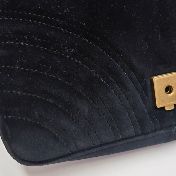 GG Marmont Medium Quilted Velvet Black