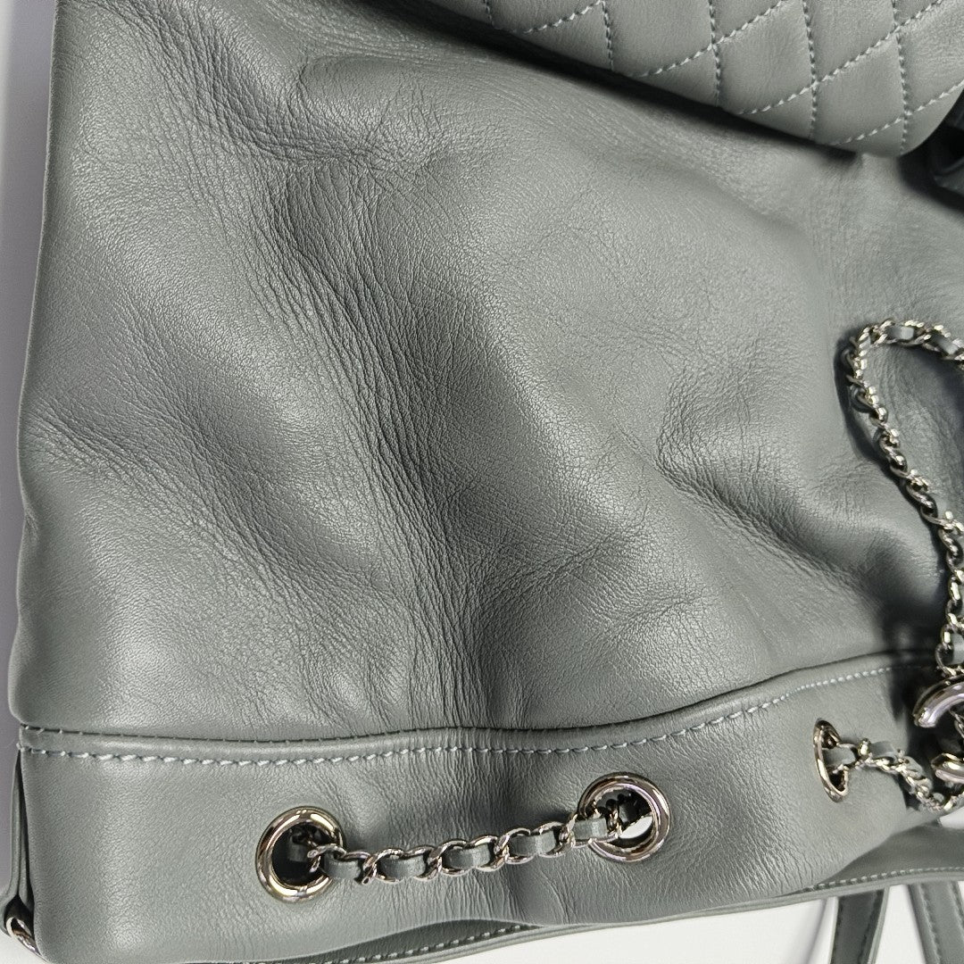 Quilted Calfskin Backpack Gray